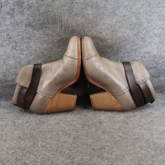 Rag & Bone Shoes Womens 35 Bootie Harrow Stacked Heel Cap Toe Leather Strap Gray - Picture 12 of 16